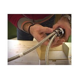 Tube Pour Mitigeurs / Robinets En Acier Inoxydable Chromé, Diam 12 Mm X 35 Cm Raccord F 3/8