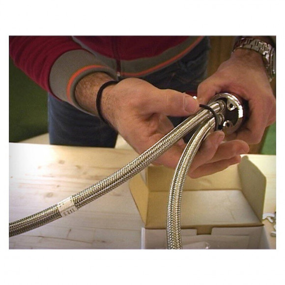 Tube Pour Mitigeurs / Robinets En Acier Inoxydable Chromé, Diam 12 Mm X 35 Cm Raccord F 3/8