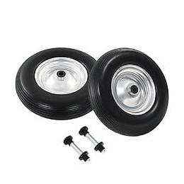 Roue De Brouette Avec Axe 2 Pcs Pu Solide 4.00-8 390 Mm - Noir - Ascenseurs Et Monte-charge - Monte-charge, Grues Et Chariots -