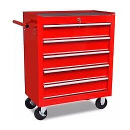 Chariot À Outils De L'atelier Rouge Avec 5 Tiroirs - Rouge