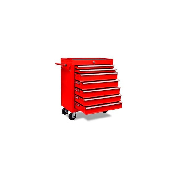 Chariot À Outils De L'atelier Rouge Avec 7 Tiroirs - Rouge