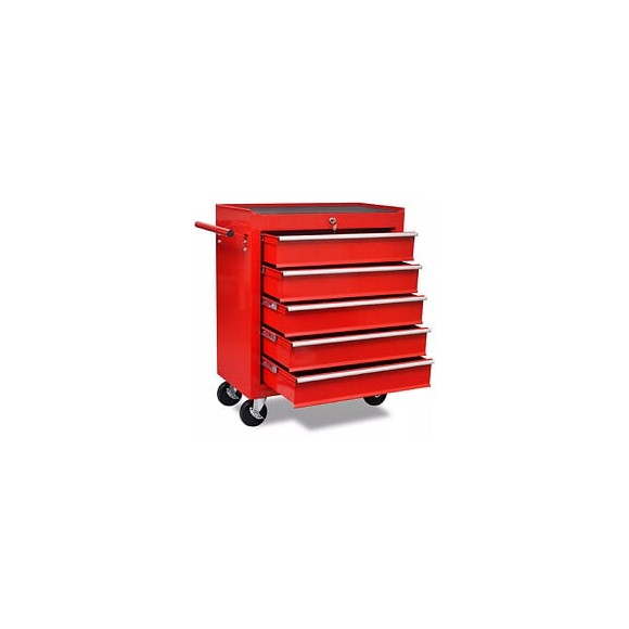 Chariot À Outils De L'atelier Rouge Avec 5 Tiroirs - Rouge