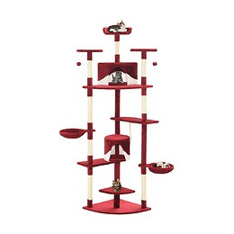 Arbre À Chat Avec Griffoirs En Sisal 203 Cm Rouge Et Blanc - Accessoires Pour Chats - Meubles Pour Chats - Multicolore - Multi