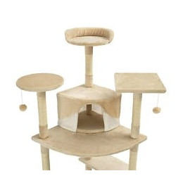 Arbre À Chat Avec Griffoirs En Sisal 203 Cm Beige Et Blanc - Accessoires Pour Chats - Meubles Pour Chats - Multicolore - Multi