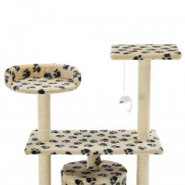 Arbre À Chat Avec Griffoir En Sisal 95 Cm Beige Motif De Pattes - Accessoires Pour Chats - Meubles Pour Chats - Beige - Beige