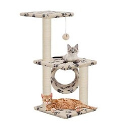 Arbre À Chat Avec Griffoirs En Sisal 65 Cm Beige Motif Pattes - Accessoires Pour Chats - Meubles Pour Chats - Beige - Beige