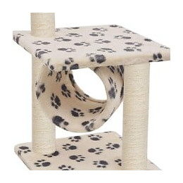 Arbre À Chat Avec Griffoirs En Sisal 65 Cm Beige Motif Pattes - Accessoires Pour Chats - Meubles Pour Chats - Beige - Beige