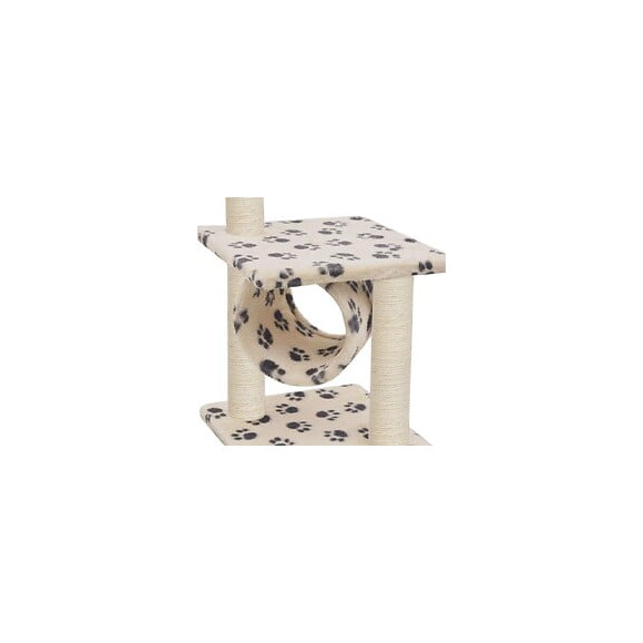 Arbre À Chat Avec Griffoirs En Sisal 65 Cm Beige Motif Pattes - Accessoires Pour Chats - Meubles Pour Chats - Beige - Beige