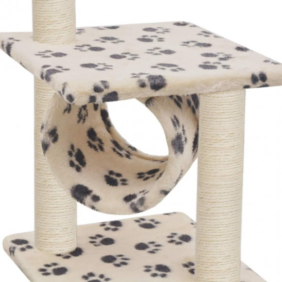 Arbre À Chat Avec Griffoirs En Sisal 65 Cm Beige Motif Pattes - Accessoires Pour Chats - Meubles Pour Chats - Beige - Beige
