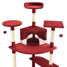 Arbre À Chat Avec Griffoirs En Sisal 203 Cm Rouge Et Blanc - Accessoires Pour Chats - Meubles Pour Chats - Multicolore - Multi