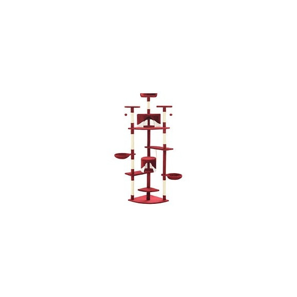 Arbre À Chat Avec Griffoirs En Sisal 203 Cm Rouge Et Blanc - Accessoires Pour Chats - Meubles Pour Chats - Multicolore - Multi