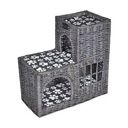 Niche D'arbre À Chat Avec Griffoir Et Coussin Château En Saule - Gris