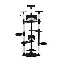 Arbre À Chat Avec Griffoirs En Sisal 203 Cm Noir Et Blanc - Accessoires Pour Chats - Meubles Pour Chats - Multicolore - Multic