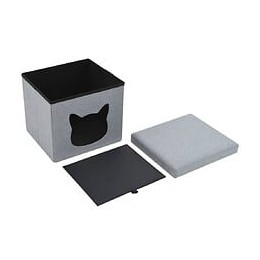 Lit Pliable Pour Chats Faux Lin 37 X 33 X 33 Cm Gris - Accessoires Pour Chats - Paniers Pour Chats - Gris - Gris