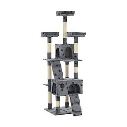 Arbre À Chat Et Griffoirs Sisal 170cm Empreintes De Pattes Gris - Accessoires Pour Chats - Meubles Pour Chats - Gris - Gris