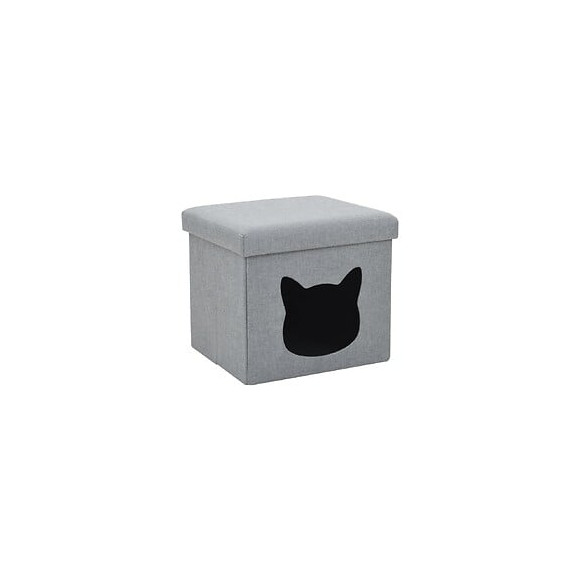 Lit Pliable Pour Chats Faux Lin 37 X 33 X 33 Cm Gris - Accessoires Pour Chats - Paniers Pour Chats - Gris - Gris