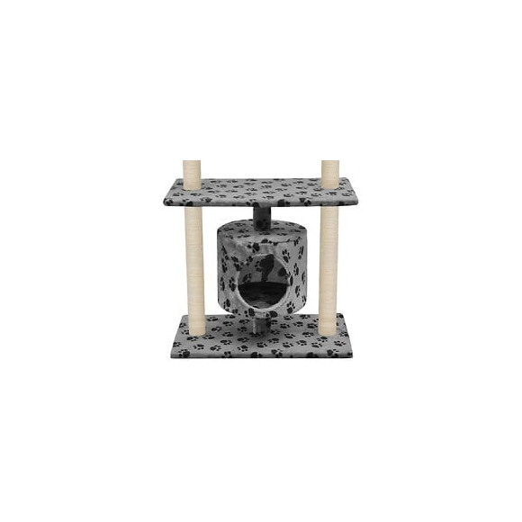 Arbre À Chat Avec Griffoir En Sisal 95 Cm Gris Motif De Pattes - Accessoires Pour Chats - Meubles Pour Chats - Gris - Gris