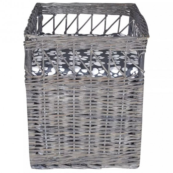 Niche D'arbre À Chat Avec Griffoir Et Coussin Carré En Saule - Gris