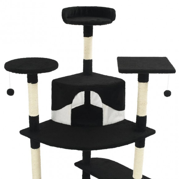 Arbre À Chat Avec Griffoirs En Sisal 203 Cm Noir Et Blanc - Accessoires Pour Chats - Meubles Pour Chats - Multicolore - Multic
