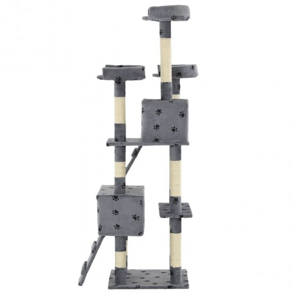 Arbre À Chat Et Griffoirs Sisal 170cm Empreintes De Pattes Gris - Accessoires Pour Chats - Meubles Pour Chats - Gris - Gris