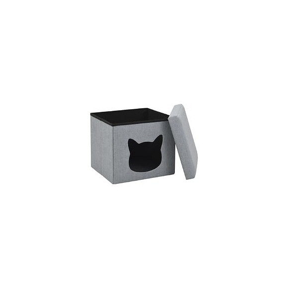 Lit Pliable Pour Chats Faux Lin 37 X 33 X 33 Cm Gris - Accessoires Pour Chats - Paniers Pour Chats - Gris - Gris