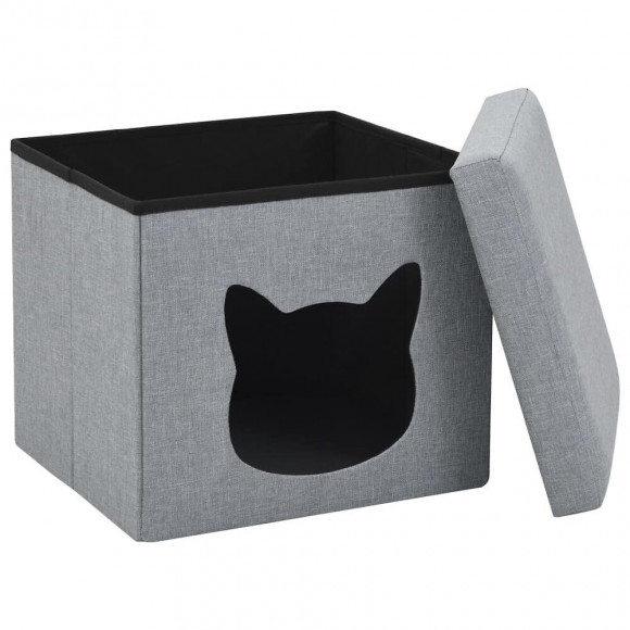 Lit Pliable Pour Chats Faux Lin 37 X 33 X 33 Cm Gris - Accessoires Pour Chats - Paniers Pour Chats - Gris - Gris