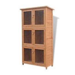 Cage Pour Animaux 6 Compartiments Bois - Brun