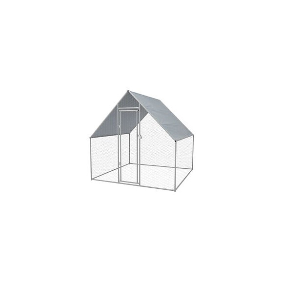 Cage Extérieure Pour Poulets Acier Galvanisé 2 X 2 X 2 M - Argent - Abris Et Cages Pour Petits Animaux - Argent - Argent