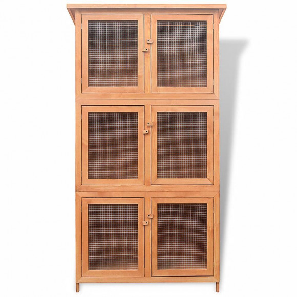 Cage Pour Animaux 6 Compartiments Bois - Brun