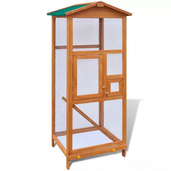 Cage À Oiseaux Bois 65 X 63 X 165 Cm - Brun