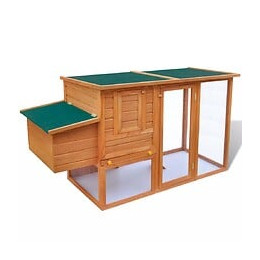 Cage À Poules Extérieur Avec 1 Cage En Bois Pour Oeufs - Brun