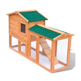 Grande Cage Clapier Extérieur En Bois Pour Lapins - Brun