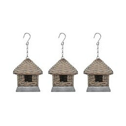 Nichoir 3 Pcs Osier - Brun - Décorations - Cabanes À Oiseaux Et À Animaux Sauvages - Cabanes À Oiseaux - Brun - Brun