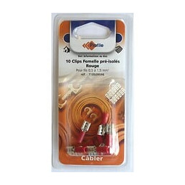 10 Cosses Clips Pré-isolées Femelles Rouges