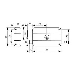 Serrure En Applique Thirard, Axe 70 Mm, À Tirage, Ouverture À Gauche