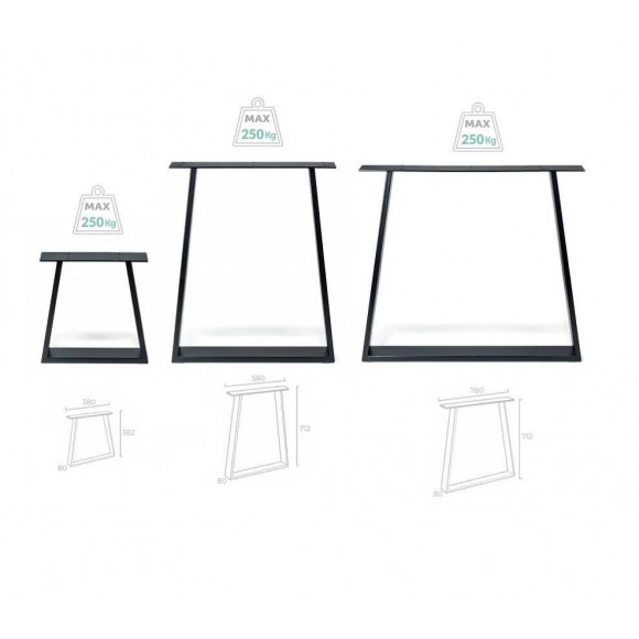 Pied Meuble Design Rei Fixe Métal Brut Noir