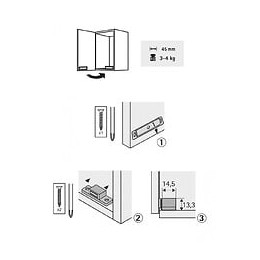 Lot De 4 Loqueteaux Magnétiques Plastique Hettich, L.14.5 X L.45.3 Mm