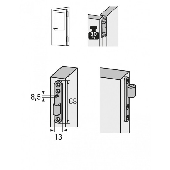 Lot De 2 Paumelles Acier Pour Meuble Hettich, L.97 X L.70 Mm X Diam.13 Mm