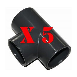 Lot De 5 Tés Ø 50 Mm  Pvc 90° Pression A Collé - Jardiboutique - In-sti1050-x5