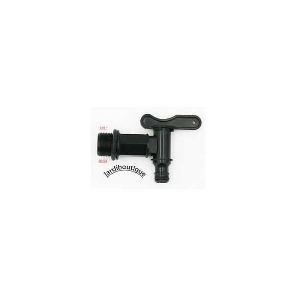 Robinet Plastique Pour Cuve Ibc, 1/4 Tour, Nez Automatique, Noir- Taraudé 3/4 - Jardiboutique - In-robinetpvc