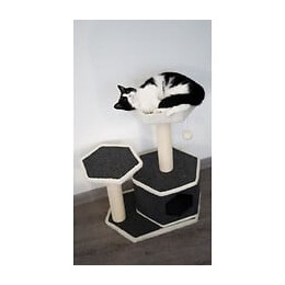 Tyrol Arbre A Chat Design, 2 Etages, 2 Griffoirs Jute, Jouet, Coloris Gris Et Blanc, Dim. 40x60x74,5 Cm