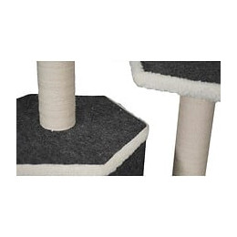 Tyrol Arbre A Chat Design, 2 Etages, 2 Griffoirs Jute, Jouet, Coloris Gris Et Blanc, Dim. 40x60x74,5 Cm