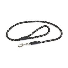 Laisse Ronde Courte Noire Et Blanche Rayee O 10mm X 1,2m