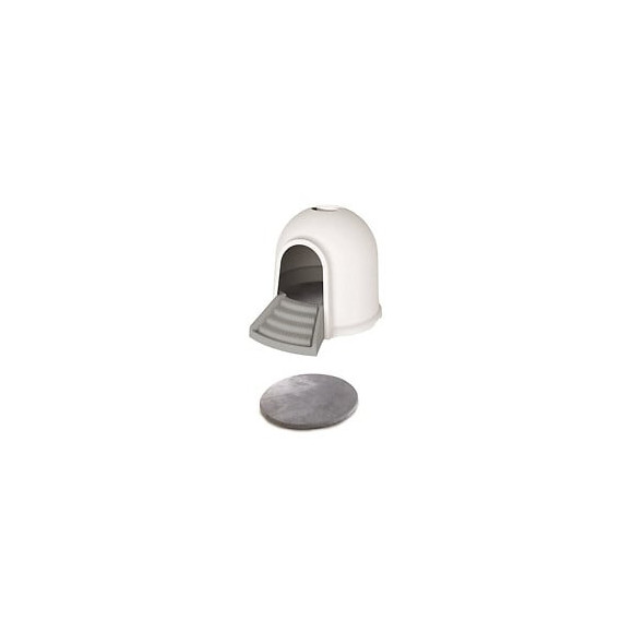 M-pets Maison De Toilette Igloo 2en1 - 45,7x59,7x43,2cm - Blanc Et Gris - Pour Chat