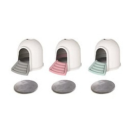 M-pets Maison De Toilette Igloo 2en1 - 45,7x59,7x43,2cm - Blanc Et Gris - Pour Chat