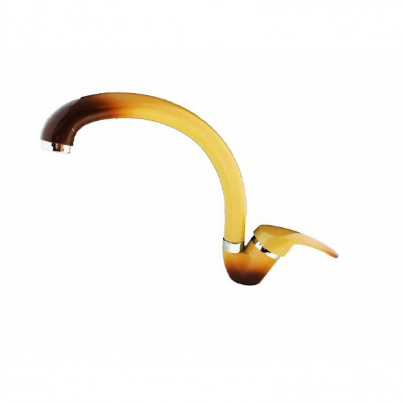 Mitigeur De Lavabo, Évier Pour Cuisine En Laiton Finition Marron Beige Avec Bec Haut