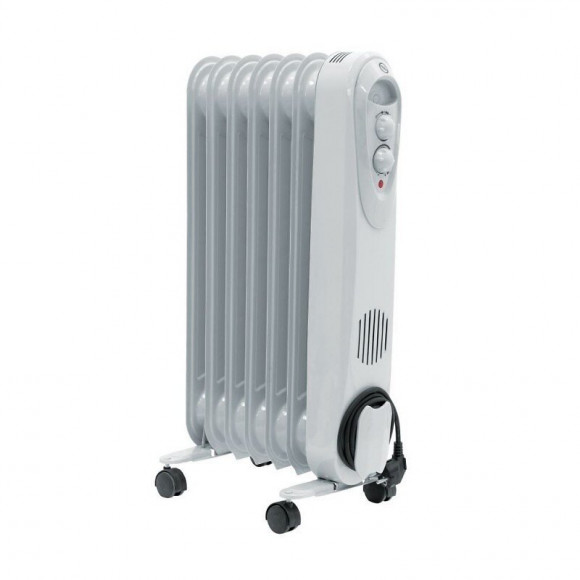 Dtools - Radiateur À Bain D'huile - Chauffage D'appoint - Puissance 1500w - Thermostat + Protection Contre Surchauffe - Blanc