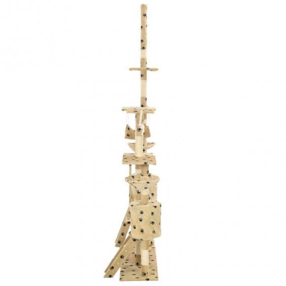 Arbre À Chat Et Griffoirs 230-250 Cm Empreintes De Pattes Beige - Accessoires Pour Chats - Meubles Pour Chats - Beige - Beige