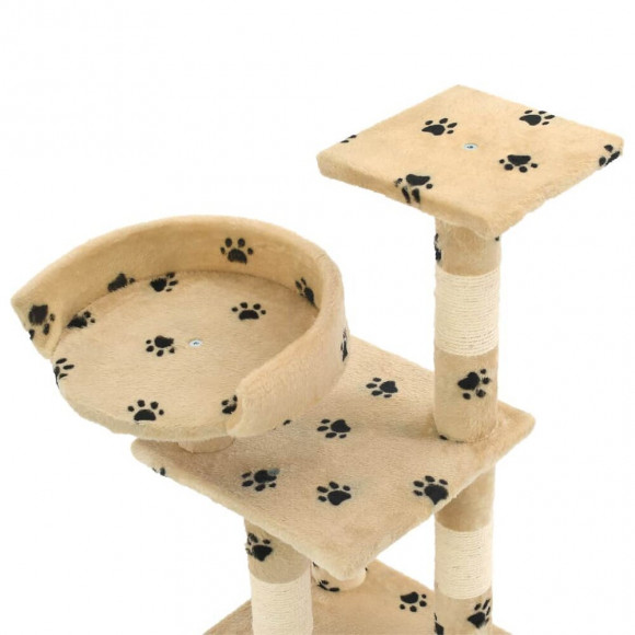 Arbre À Chat Et Griffoirs En Sisal 65 Cm Beige Motif De Pattes - Accessoires Pour Chats - Meubles Pour Chats - Beige - Beige