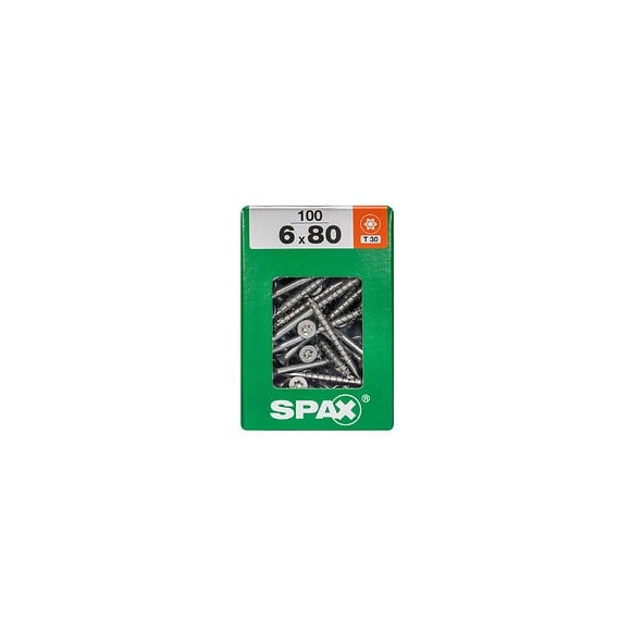 Lot De 100 Vis Acier Tête Fraisée Torx Spax, Diam.6 Mm X L.80 Mm